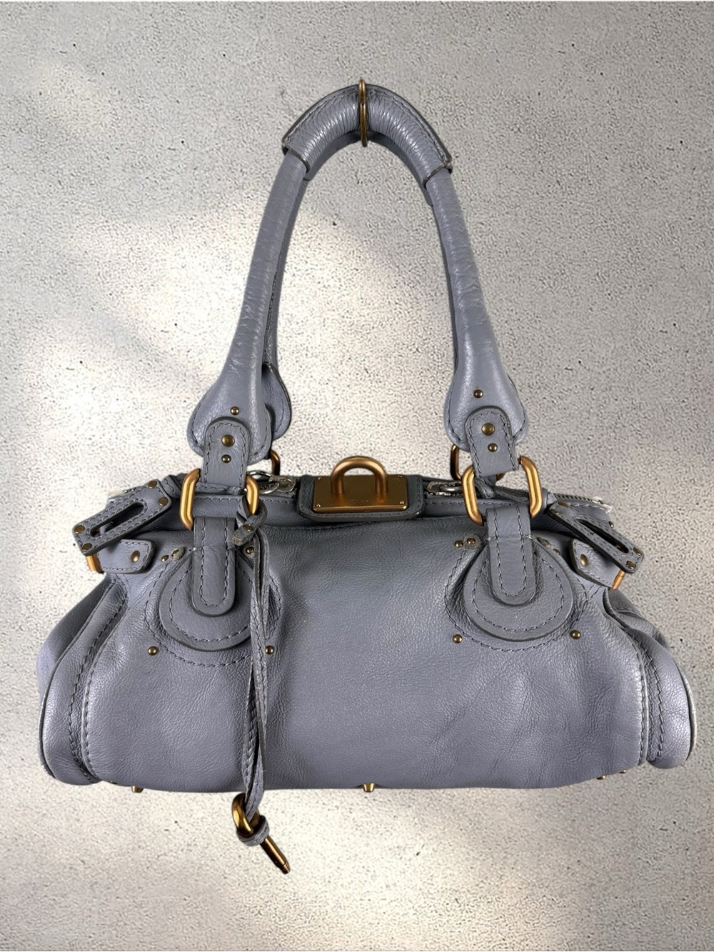 Vtg Y2K Chloe‎ Paddington Shoulder Bag Leather Light Sky Blue